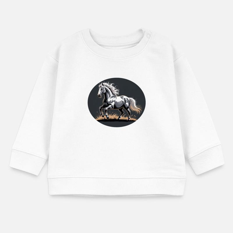 Elegant Silver Trotting Tinker Stallion Baby Sweatshirt by Stanley/Stella
