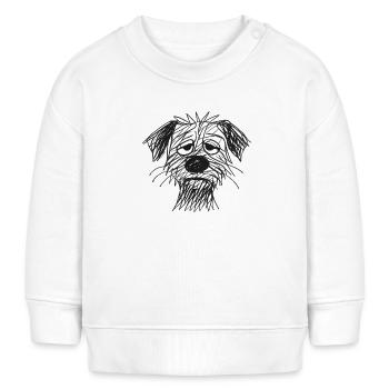 Croquis Portrait de chien épuisé - Sweat bébé bio Stanley/Stella - blanc - Devant