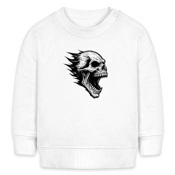 Kopfweh bei der Arbeit:Flammender Schädel im Sturm - Baby Organic Sweatshirt Baby Changer von Stanley/Stella - Weiß - Vorne