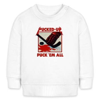 Pucked-Up Blood Red Hockey Graphic - Baby Sweatshirt by Stanley/Stella - white - Front