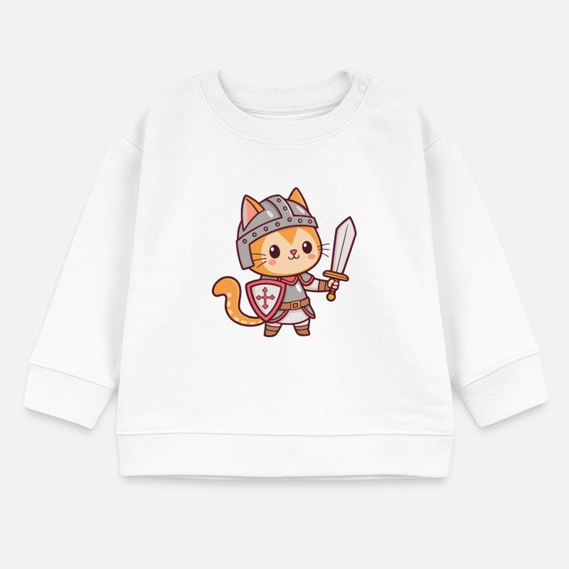 Chat chevalier kawaii avec épée Sweat bébé bio Stanley/Stella