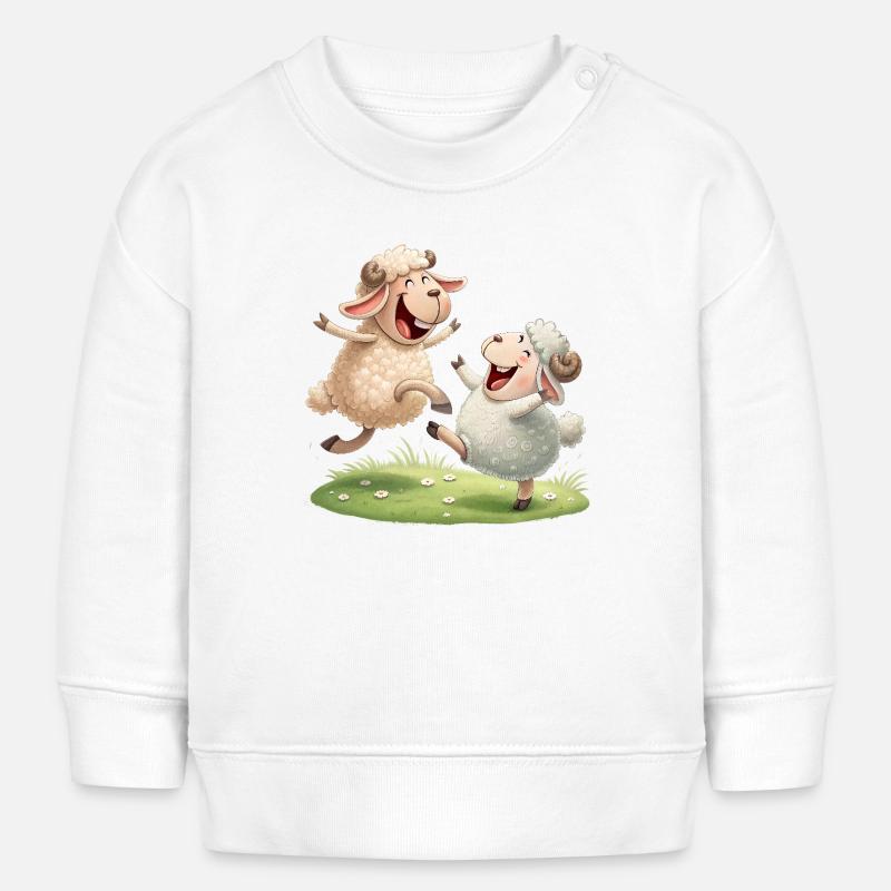 Duo de moutons joyeux - Sweat bébé bio Stanley/Stella - blanc