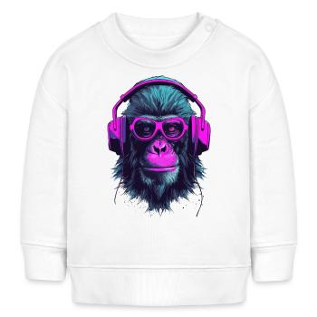 Monkey Beats - Baby Organic Sweatshirt Baby Changer von Stanley/Stella - Weiß - Vorne