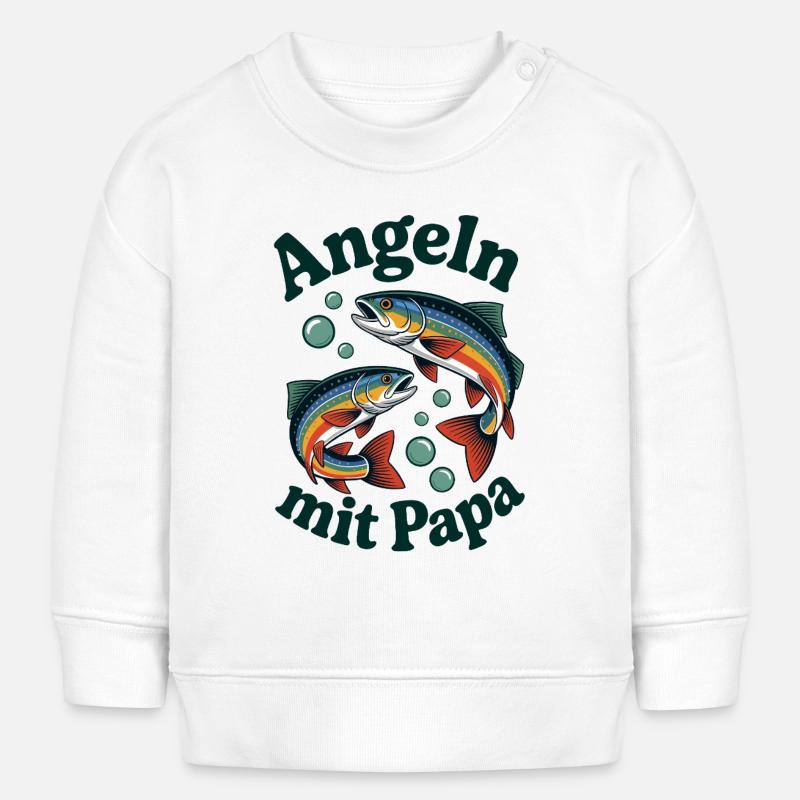 Pêcher avec papa - Sweat bébé bio Stanley/Stella - blanc