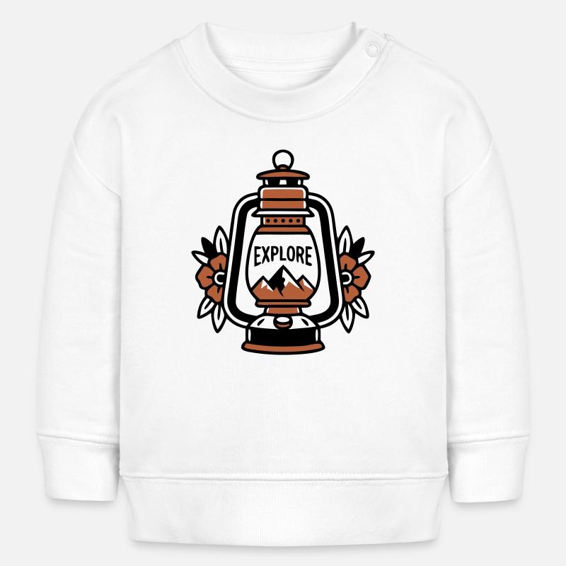 Lanterne Explore Mountains Vintage - Sweat bébé bio Stanley/Stella - blanc