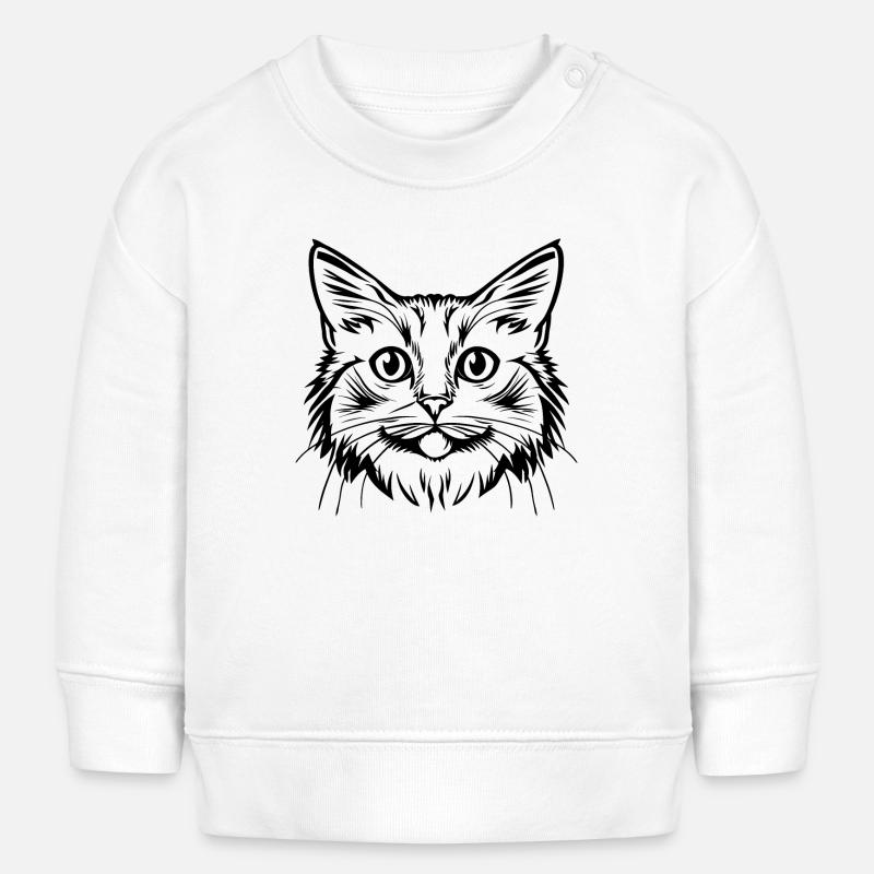 Chat, Motif De Chat, Visage De Chat - Sweat bébé bio Stanley/Stella - blanc