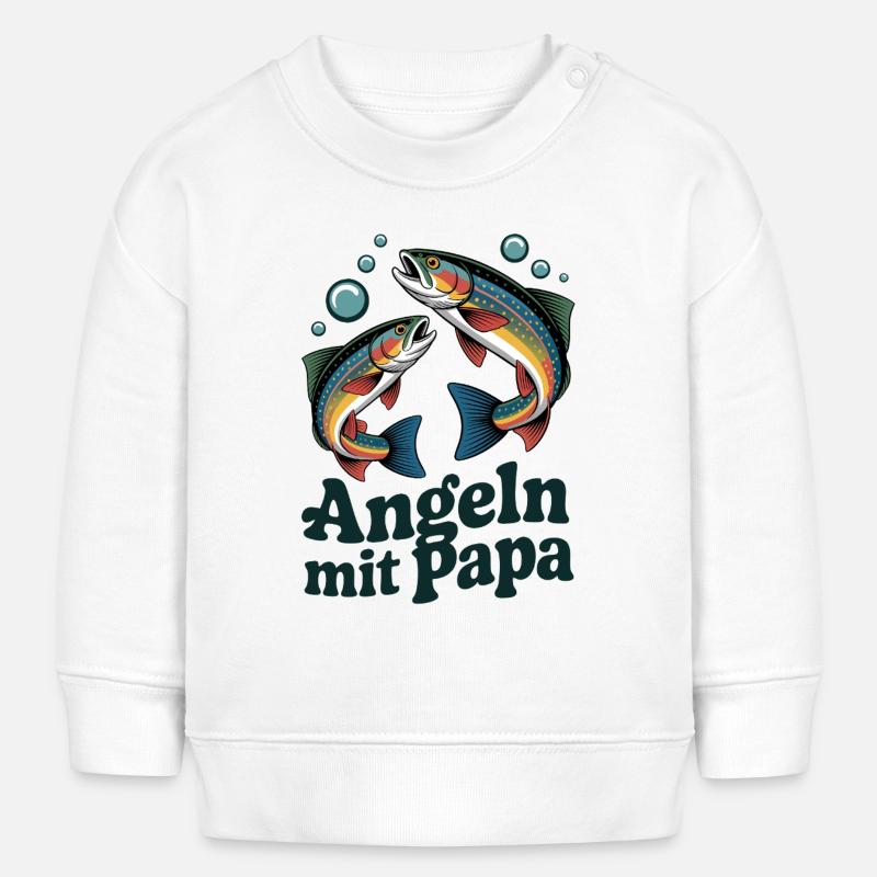 Pêcher avec papa - Sweat bébé bio Stanley/Stella - blanc