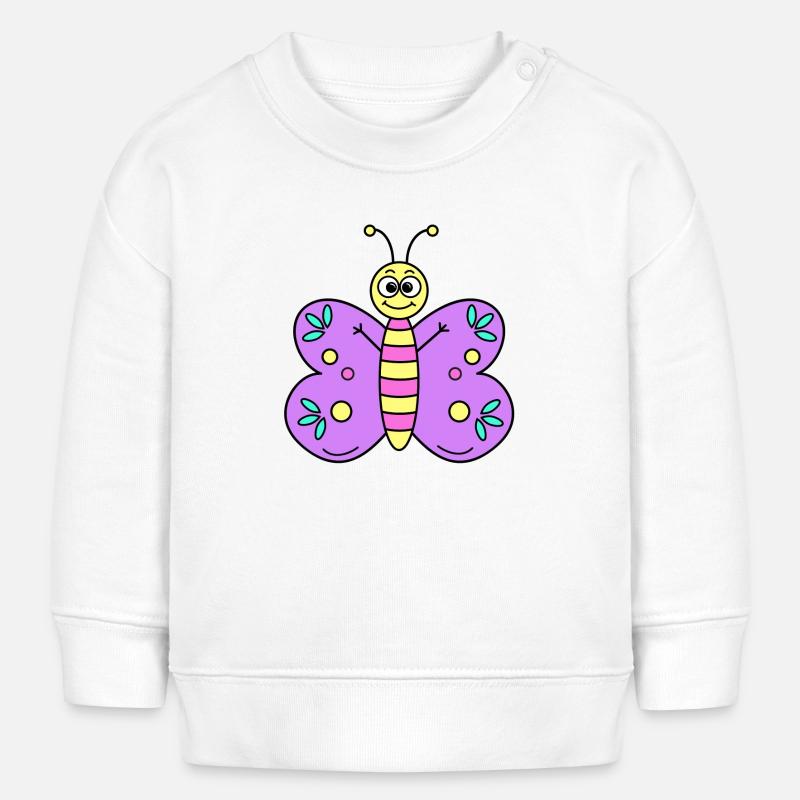 Papillon Violet - Sweat bébé bio Stanley/Stella - blanc