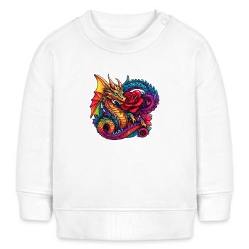 Dragon avec Ros - Sweat bébé bio Stanley/Stella - blanc - Devant