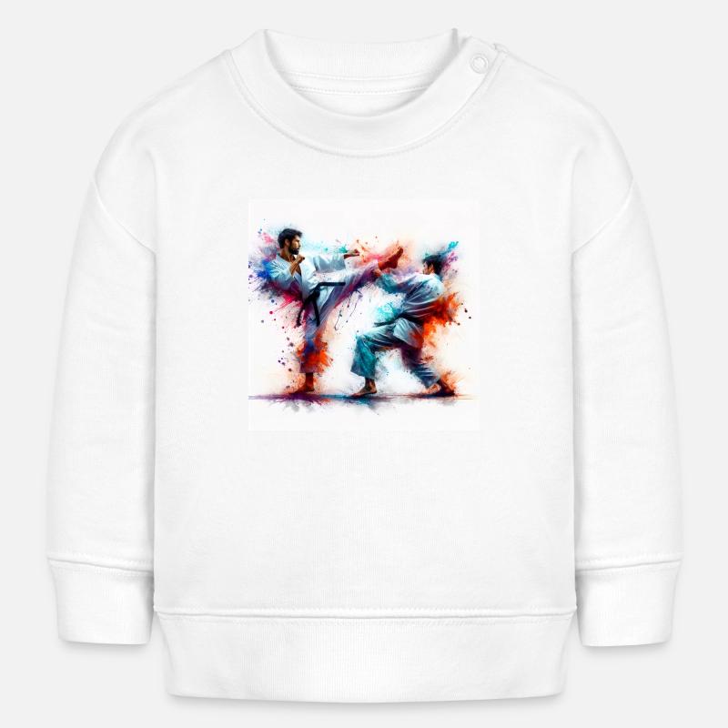 Karaté aquarelle - Sweat bébé bio Stanley/Stella - blanc