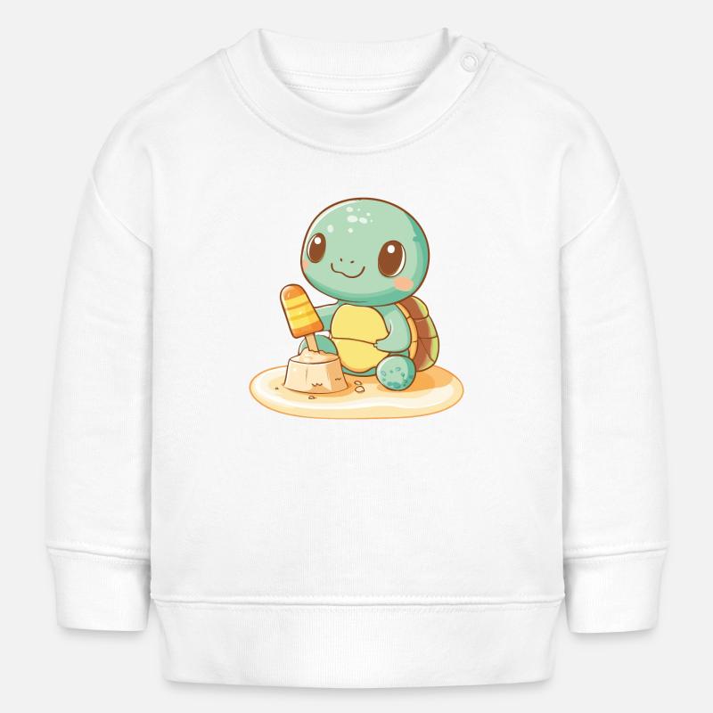 Tortue sur la plage - Sweat bébé bio Stanley/Stella - blanc