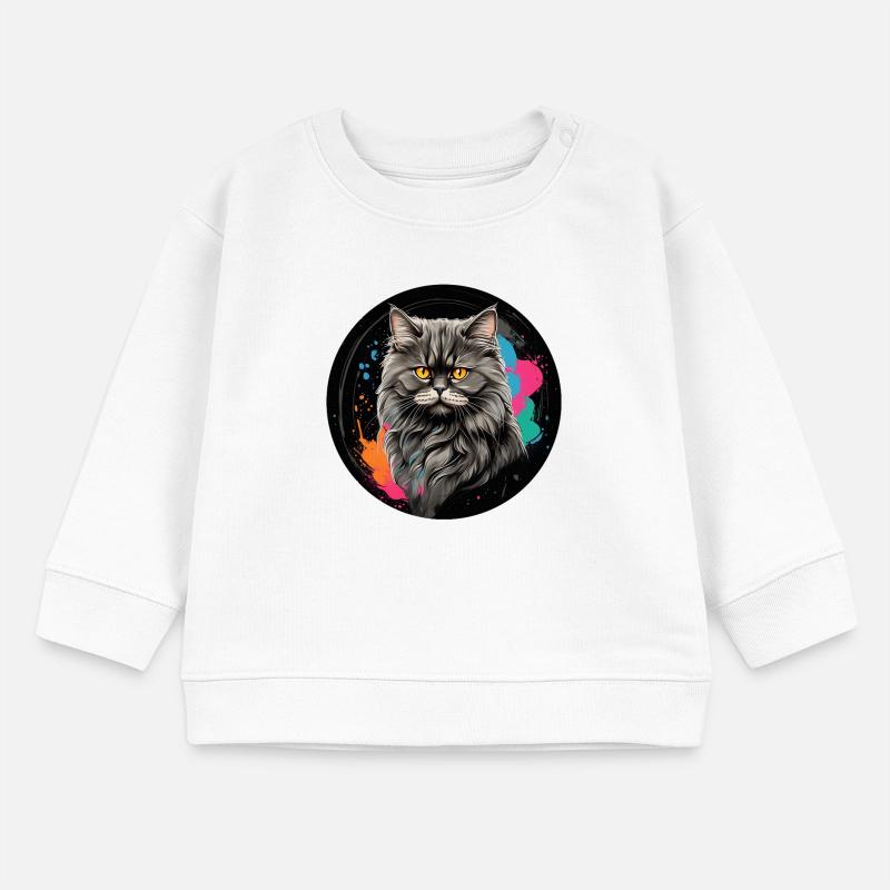 Portrait mignon de chat persan avec des éclaboussures de couleur Sweat bébé bio Stanley/Stella
