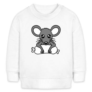 Maus großes Würstchen essen Hunger Wurst Grillen - Baby Organic Sweatshirt Baby Changer von Stanley/Stella - Weiß - Vorne