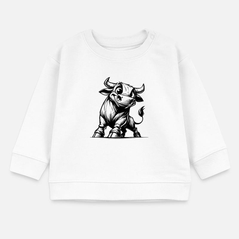 Dessin de taureau au crayon avec des cornes géantes Sweat bébé bio Stanley/Stella