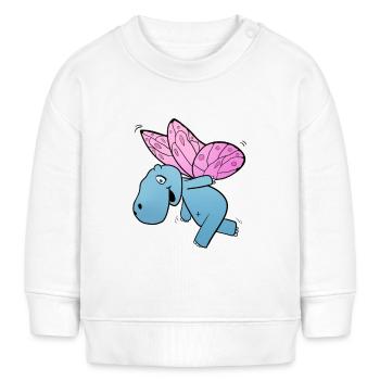 Nilpferd Schmetterling - Baby Organic Sweatshirt Baby Changer von Stanley/Stella - Weiß - Vorne