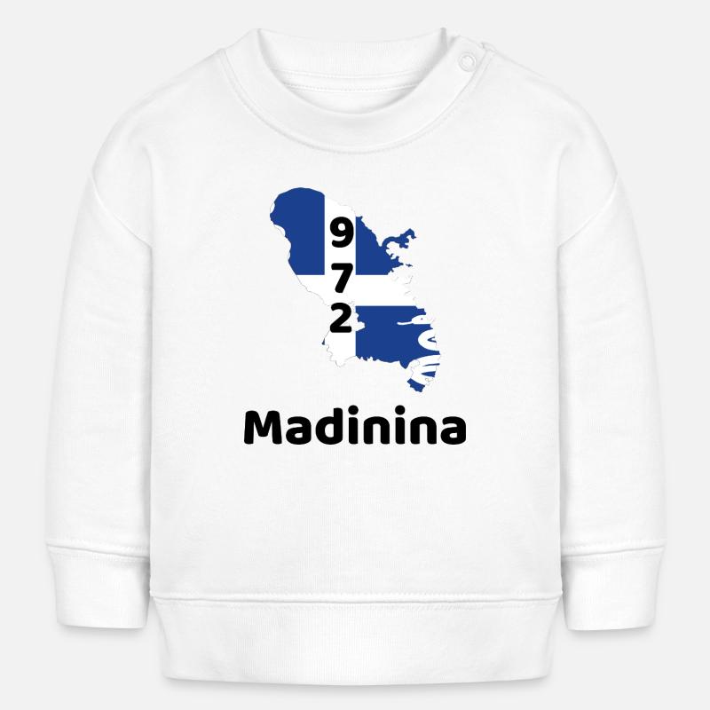 Ile de Madinina 972 avec drapeau - Sticker - Sweat bébé bio Stanley/Stella - blanc