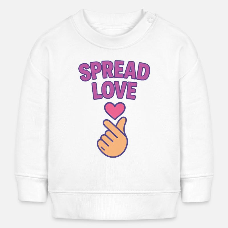 K-POP Spread Love : Geste de la main du cœur - Sweat bébé bio Stanley/Stella - blanc
