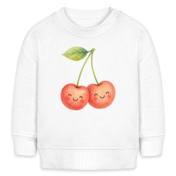 Kuschelige Kirschpärchen Kirsche Obst Sommer Liebe - Baby Organic Sweatshirt Baby Changer von Stanley/Stella - Weiß - Vorne