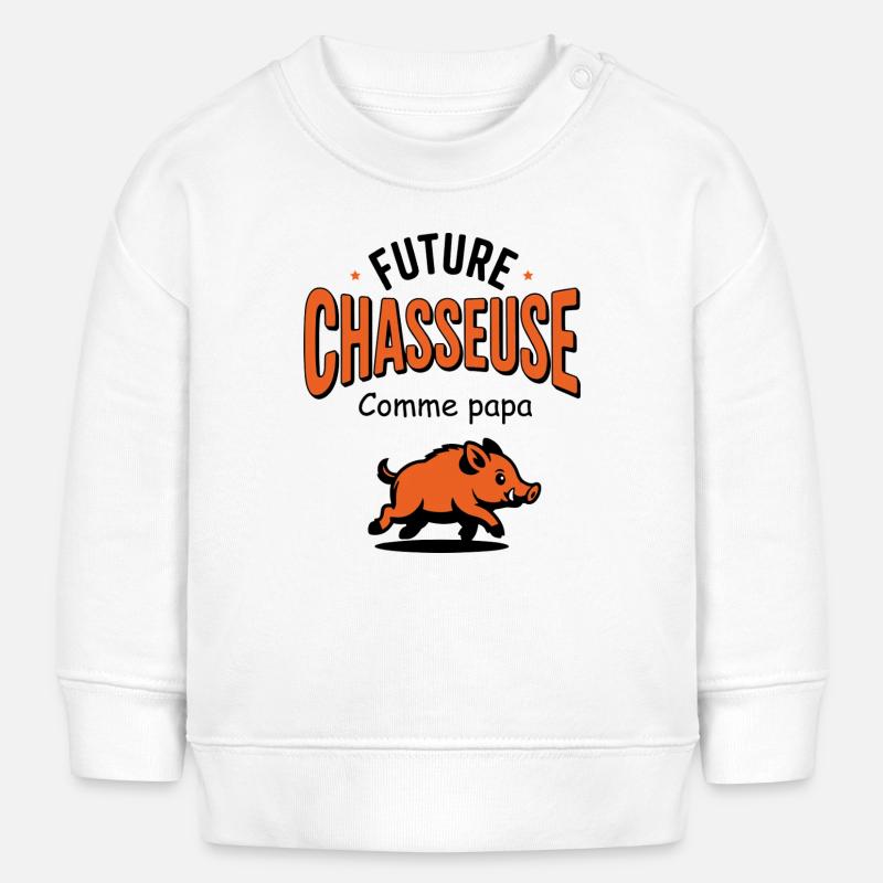 future_chasseuse_comme_papa - Sweat bébé bio Stanley/Stella - blanc