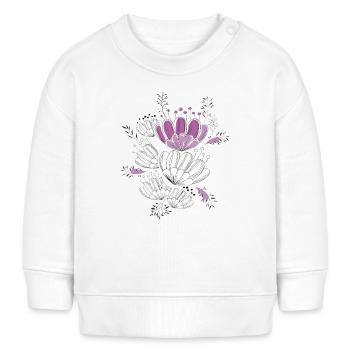 fleurs violettes - Sweat bébé bio Stanley/Stella - blanc - Devant