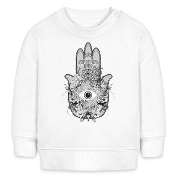 kunstvoll geschmückte Hand Fatimas mit Auge - Baby Organic Sweatshirt Baby Changer von Stanley/Stella - Weiß - Vorne