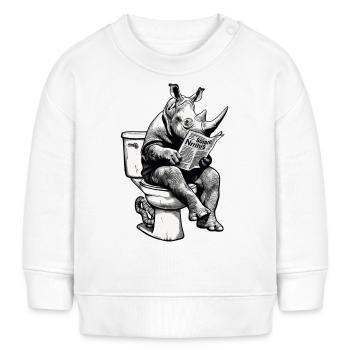 Nashorn auf Toilette - Baby Organic Sweatshirt Baby Changer von Stanley/Stella - Weiß - Vorne