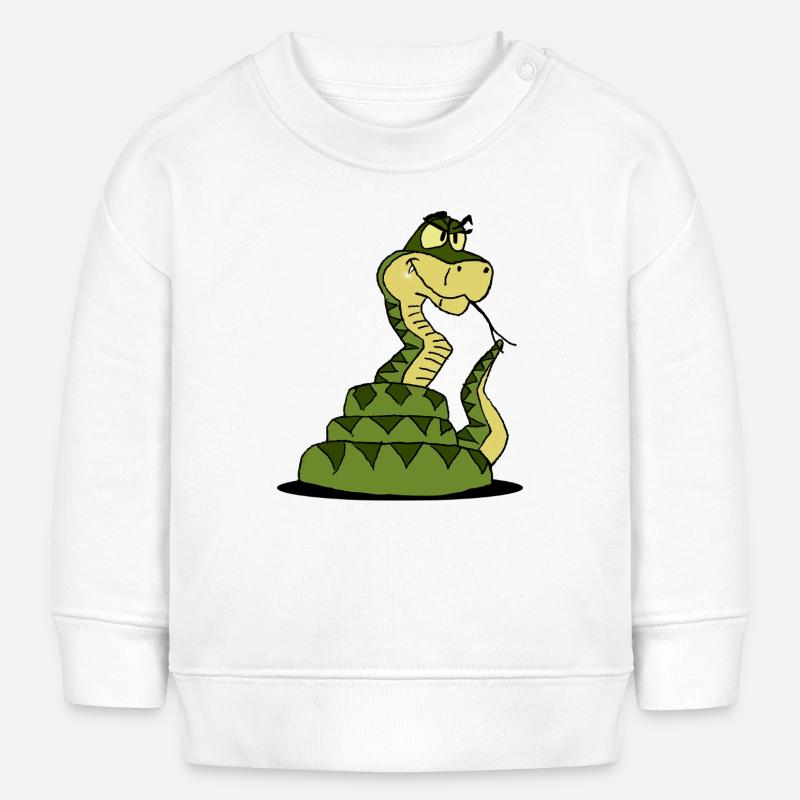 Serpent vert souriant - Sweat bébé bio Stanley/Stella - blanc