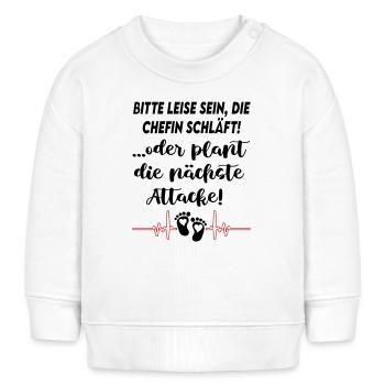 Bitte leise sein, die Chefin schläft Babysprüche  - Baby Organic Sweatshirt Baby Changer von Stanley/Stella - Weiß - Vorne