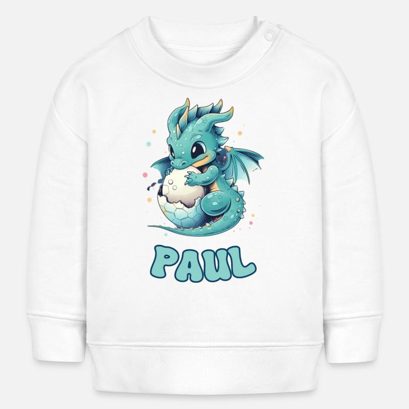 Paul - Dragon - Nom - Sweat bébé bio Stanley/Stella - blanc