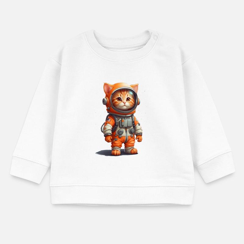 Conception de bébé chat orange astronaute mignon Sweat bébé bio Stanley/Stella