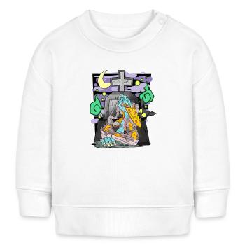 Zombie Grabstein Pizza lustig - Baby Organic Sweatshirt Baby Changer von Stanley/Stella - Weiß - Vorne