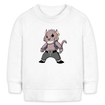 Cool Katze - Baby Organic Sweatshirt Baby Changer von Stanley/Stella - Weiß - Vorne