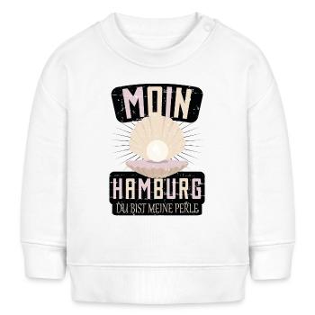 Hamburg du bist meine Perle - Baby Organic Sweatshirt Baby Changer von Stanley/Stella - Weiß - Vorne