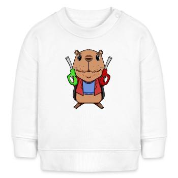 Tankwart Capybara Tankstelle - Baby Organic Sweatshirt Baby Changer von Stanley/Stella - Weiß - Vorne