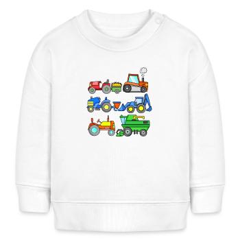 Baustelle Fahrzeuge - Baby Organic Sweatshirt Baby Changer von Stanley/Stella - Weiß - Vorne
