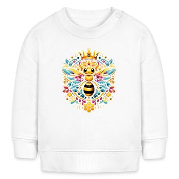 Lebhaftes, farbenfrohes Bienenkönigin Motiv - Baby Organic Sweatshirt Baby Changer von Stanley/Stella - Weiß - Vorne