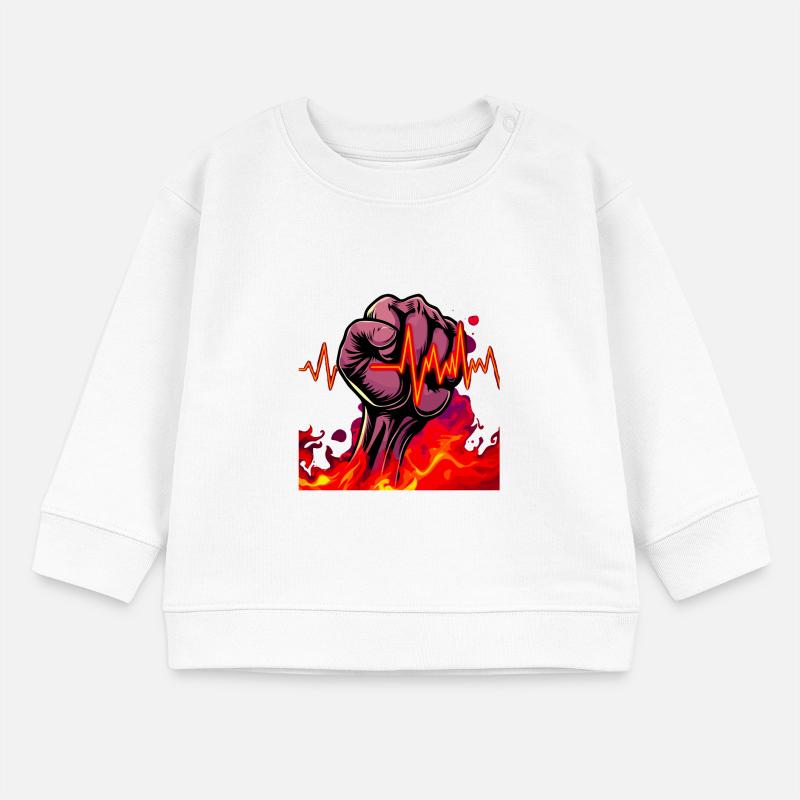 Starke Faust mit feurigen Herzschlag Baby Organic Sweatshirt Baby Changer von Stanley/Stella