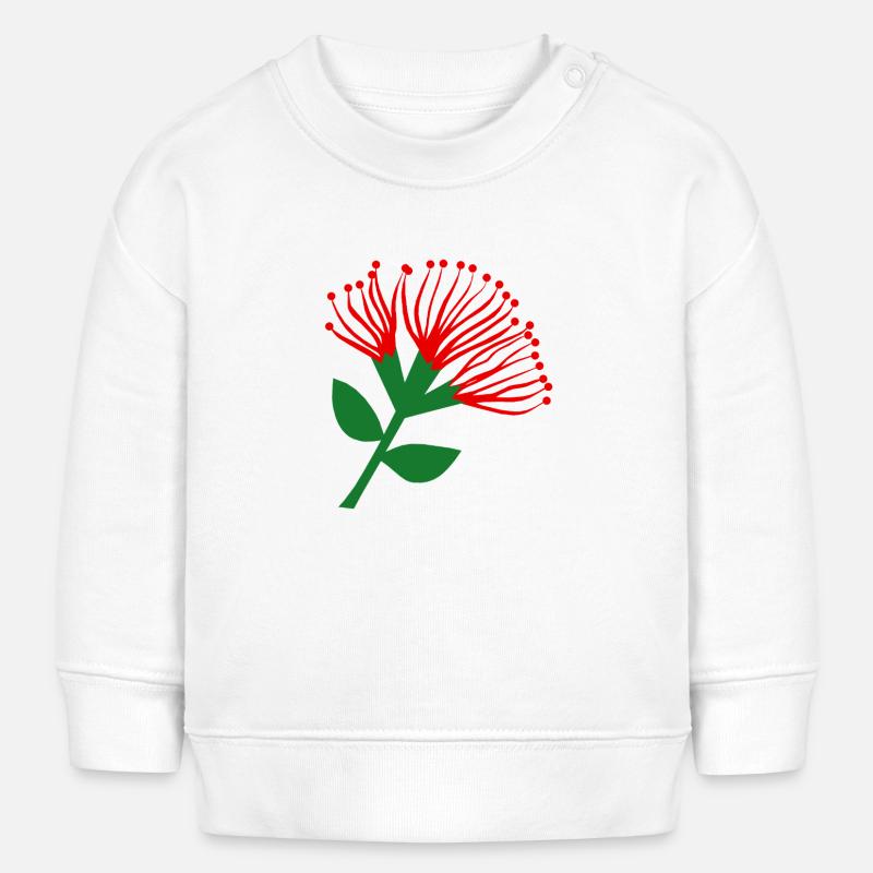 Fleur de Pohutukawa , Nouvelle-Zélande - Sweat bébé bio Stanley/Stella - blanc