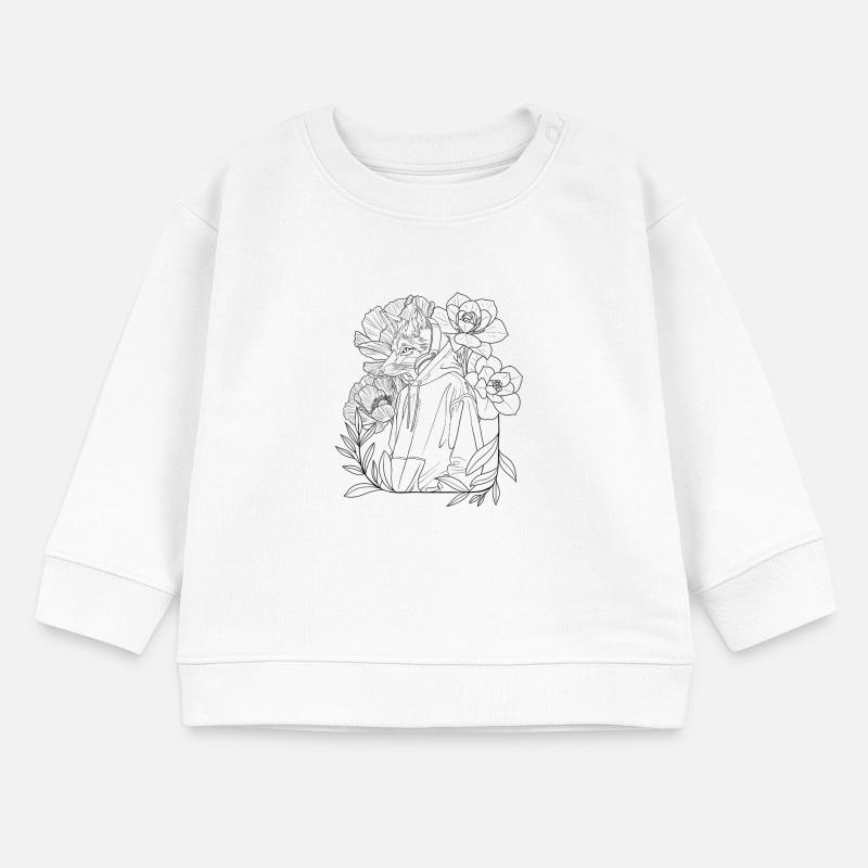 Fuchs Lineart mit Blumen Baby Organic Sweatshirt Baby Changer von Stanley/Stella