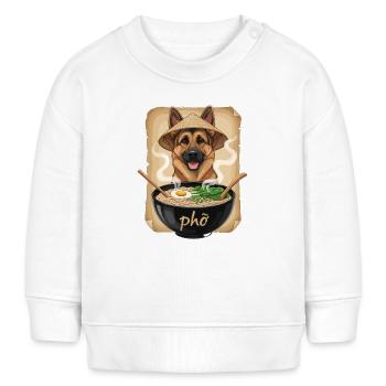Phở Hund im Bambushut - Baby Organic Sweatshirt Baby Changer von Stanley/Stella - Weiß - Vorne
