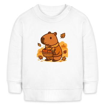 Capybara Harvest – Herbstliche Gemütlichkeit - Baby Organic Sweatshirt Baby Changer von Stanley/Stella - Weiß - Vorne