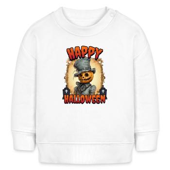Happy Halloween – Kürbiskopf im Vintage-Rahmen - Baby Organic Sweatshirt Baby Changer von Stanley/Stella - Weiß - Vorne