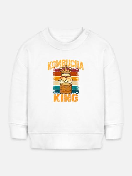 Kombucha König Retro - Baby Organic Sweatshirt Baby Changer von Stanley/Stella - Weiß