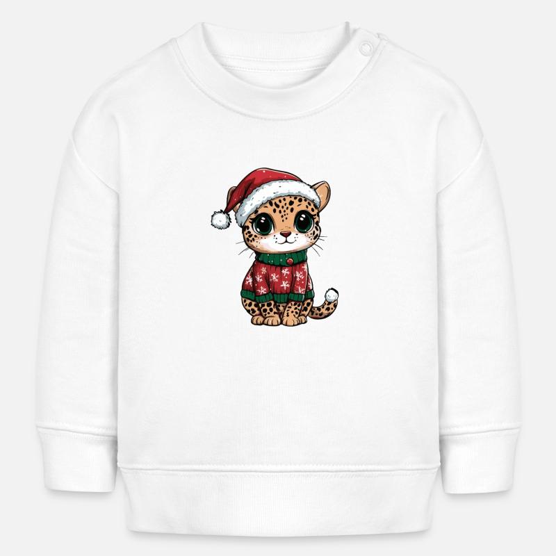 Noël léopard - Sweat bébé bio Stanley/Stella - blanc