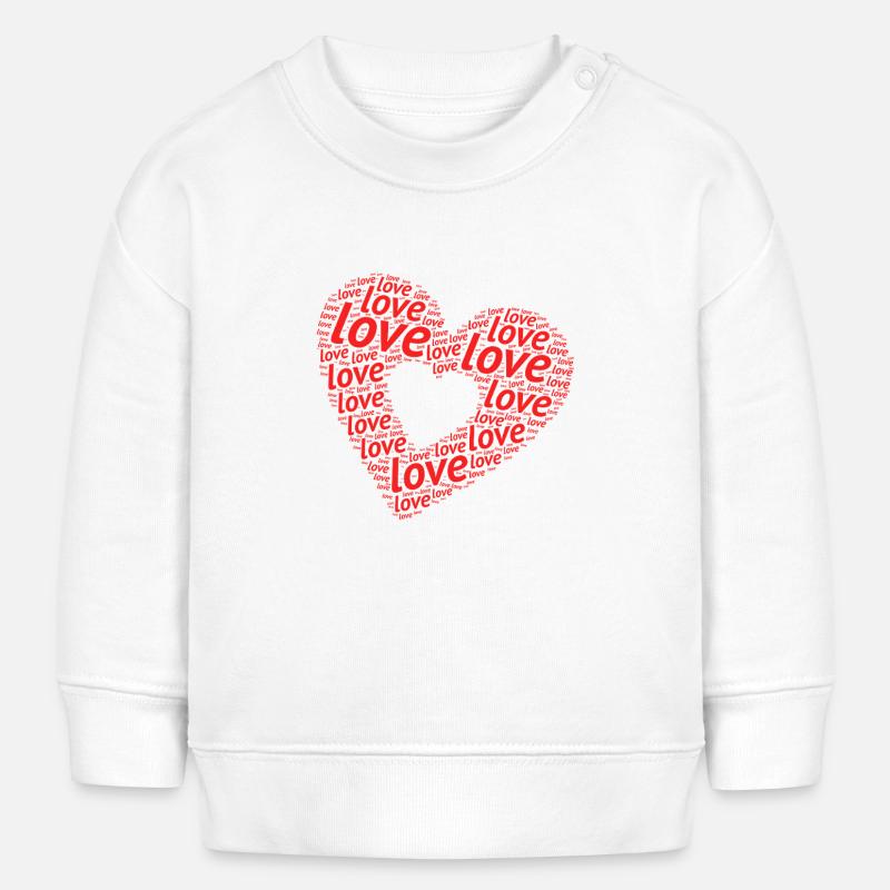 Cœur typographique amour - Sweat bébé bio Stanley/Stella - blanc