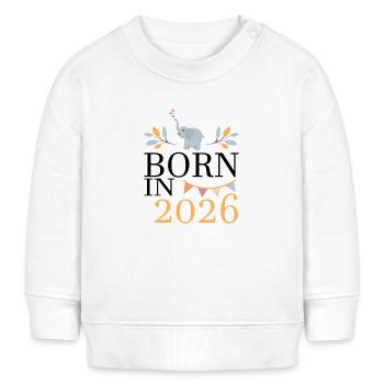 Née en 2026 Bébé Éléphant Bientôt Maman Cadeau - Sweat bébé bio Stanley/Stella - blanc - Devant