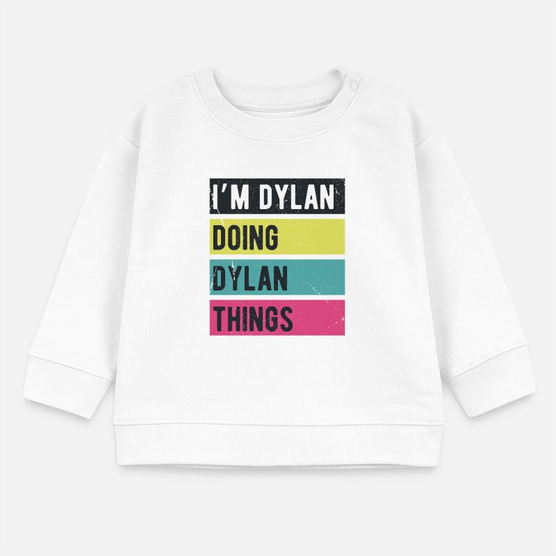 Ich bin Dylan Mach Dylan-Dinge Retrofarben Baby Organic Sweatshirt Baby Changer von Stanley/Stella