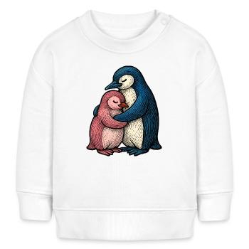 Pingouins Câlins : Duo Bleu Rose - Sweat bébé bio Stanley/Stella - blanc - Devant