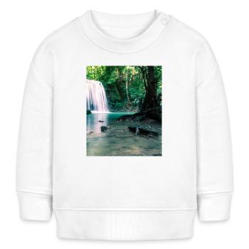 Grüner Wasserfall im Wald - Baby Organic Sweatshirt Baby Changer von Stanley/Stella - Weiß - Vorne