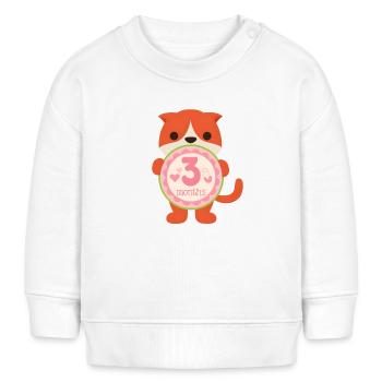 3 Monate Baby Katze Meilenstein Motiv - Baby Organic Sweatshirt Baby Changer von Stanley/Stella - Weiß - Vorne